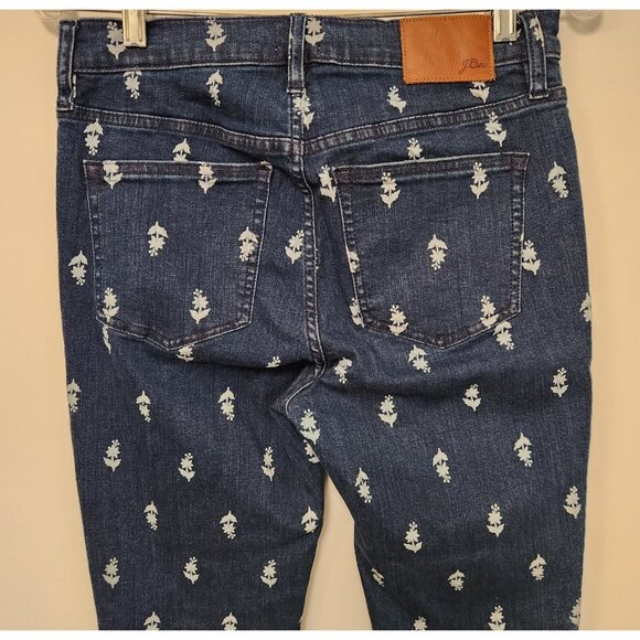 J Crew High-Rise Toothpick Jeans Womens Blue Floral Print 29W X 27L EUC - Picture 3 of 16
